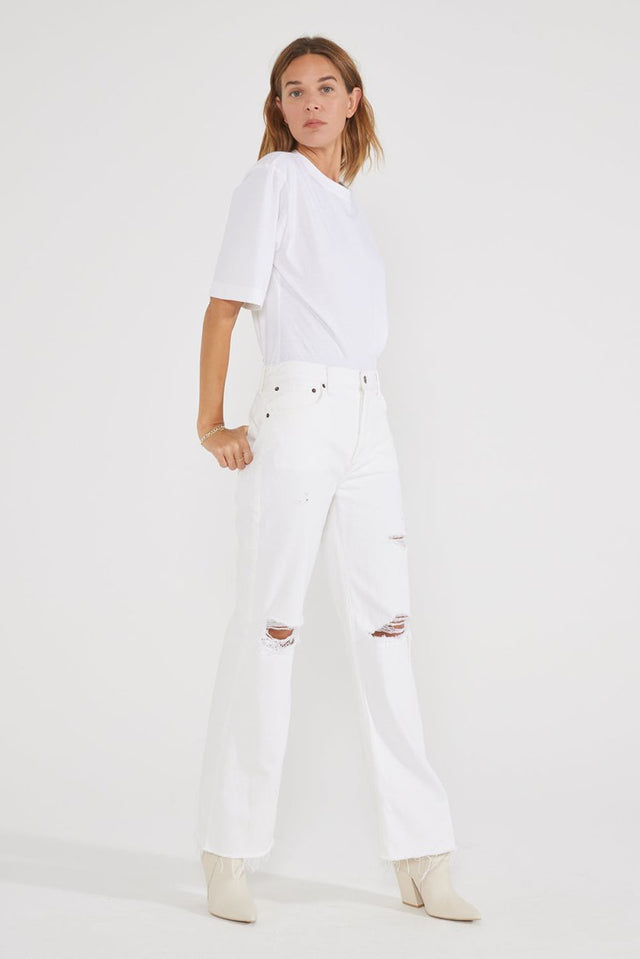 Amis Mid Rise Relaxed Boot - Vintage White - Veneka-Sustainable-Ethical-denim-Etica Denim Drop Ship