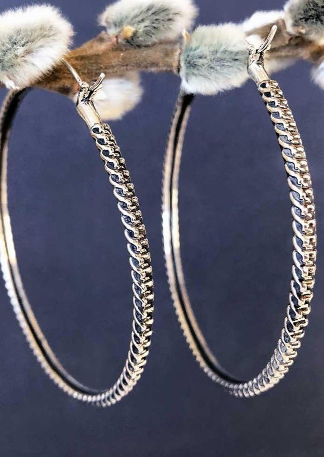 Anacita Braided Hoops in SIlver