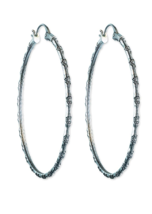 Bamboo Hoops in Silver - Veneka-Sustainable-Ethical-Jewelry-Astor & Orion Drop Ship