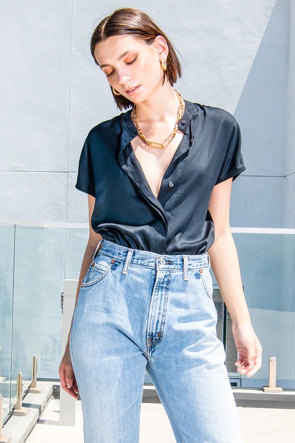 Betsy Blouse in Black - Veneka-Sustainable-Ethical-Tops-Neu Nomads Drop Ship