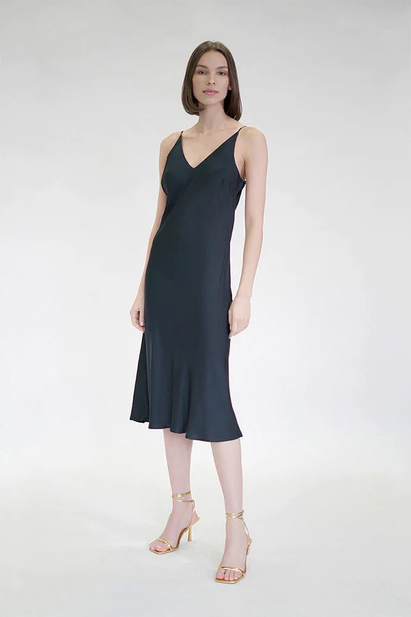 Bias Cut Slip Dress in Black - Veneka-Sustainable-Ethical-Dresses-Neu Nomads Drop Ship