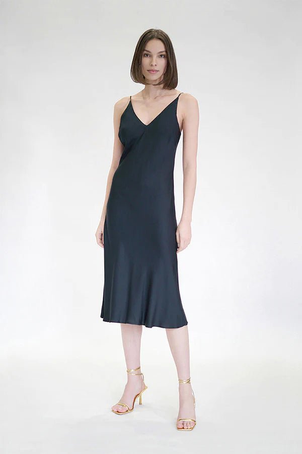Bias Cut Slip Dress in Black - Veneka-Sustainable-Ethical-Dresses-Neu Nomads Drop Ship