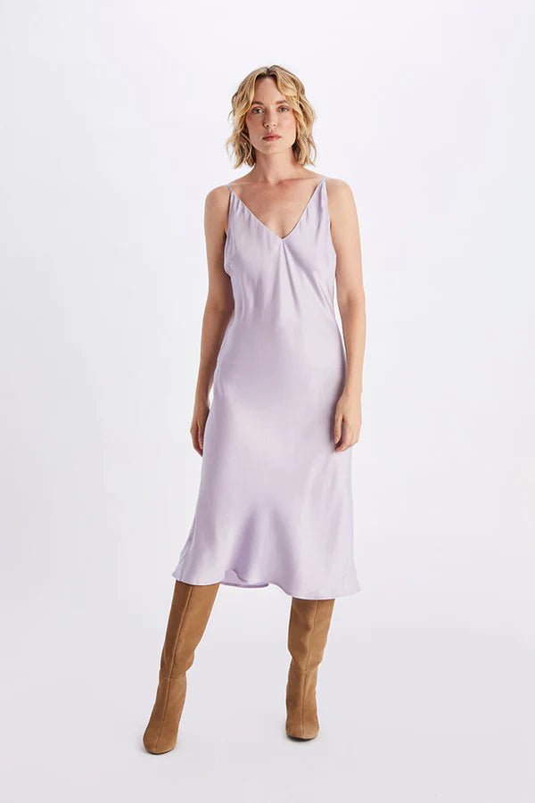 Bias Cut Slip Dress in Lavender - Veneka-Sustainable-Ethical-Dresses-Neu Nomads Drop Ship