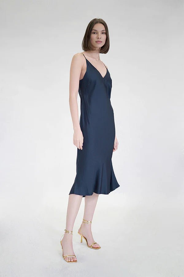 Bias Cut Slip Dress in Midnight - Veneka-Sustainable-Ethical-Dresses-Neu Nomads Drop Ship