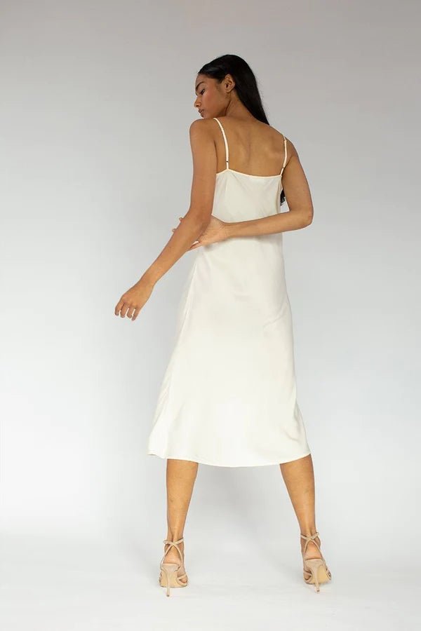 Bias Cut Slip Dress in Soft White – Veneka