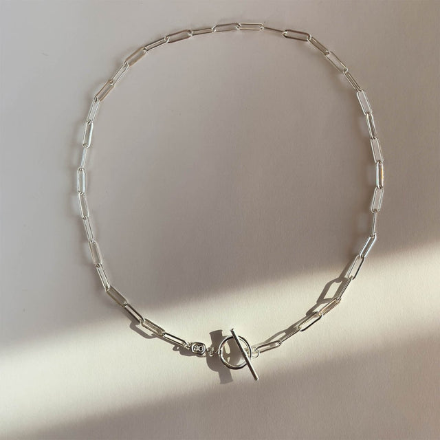 Blake Paper Clip Necklace in Sterling Silver - Veneka-Sustainable-Ethical-Jewelry-Astor & Orion Drop Ship