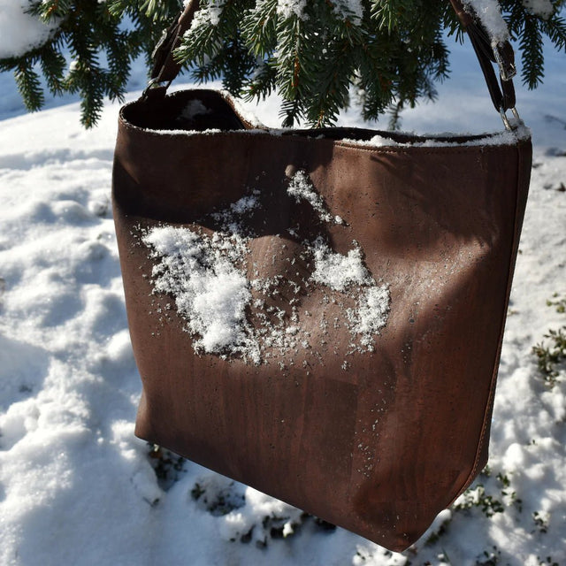 Boho Shoulder Bag in Brown - Veneka-Sustainable-Ethical-Bag-Tiradia Cork Drop Ship