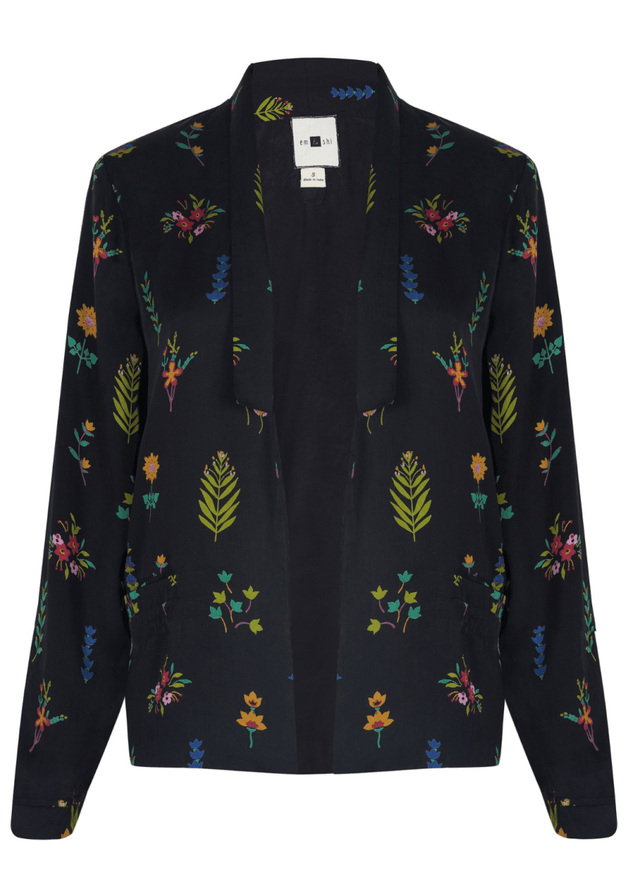 Botanica Blazer in Midnight - Veneka-Sustainable-Ethical-Jackets-Em & Shi Drop Ship
