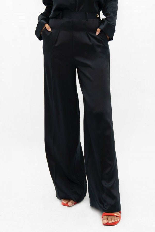 Branson Wide Leg Pants in Black - Veneka-Sustainable-Ethical-Bottoms-1 People Drop Ship