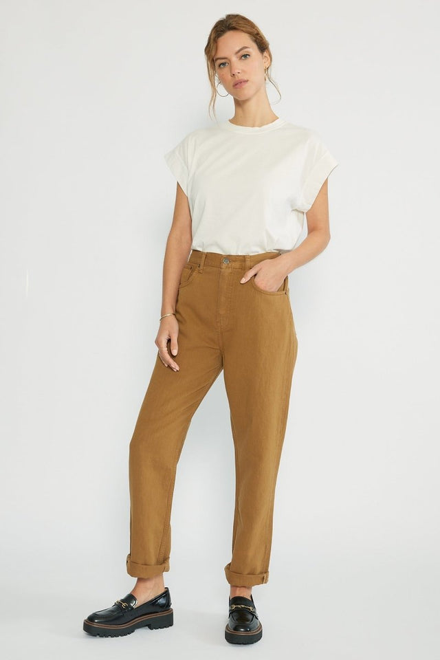 Bryce Pinch Waist Boyfriend in Tapenade - Veneka-Sustainable-Ethical-Bottoms-Etica Denim Drop Ship