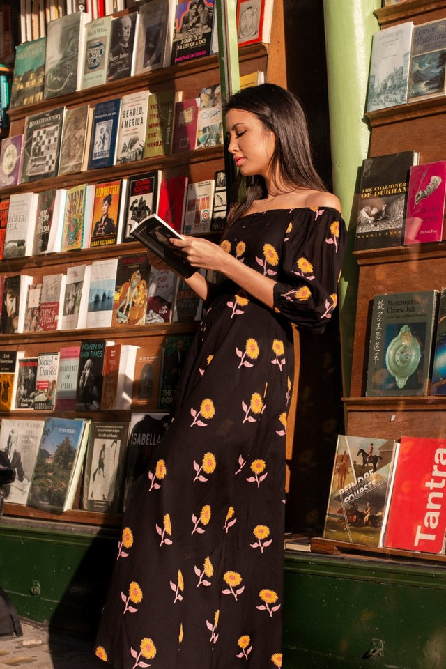 Button Down Dress in Sunflower - Veneka-Sustainable-Ethical-Dresses-Em & Shi Drop Ship