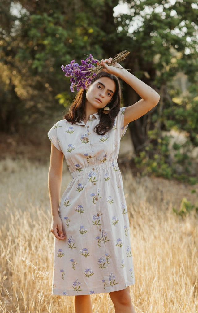 Button Down Dress in Sweet Lavender - Veneka-Sustainable-Ethical--Em & Shi Drop Ship