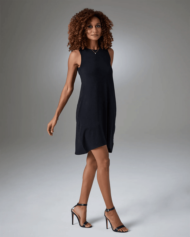 Christy Swing Dress in Onyx - Veneka-Sustainable-Ethical-Dresses-YesAnd Drop Ship