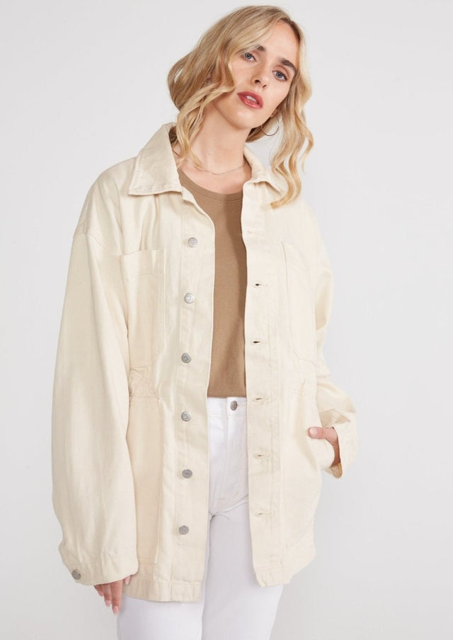 Claude Utility Jacket in Natural - Veneka-Sustainable-Ethical-Jackets-Etica Denim Drop Ship