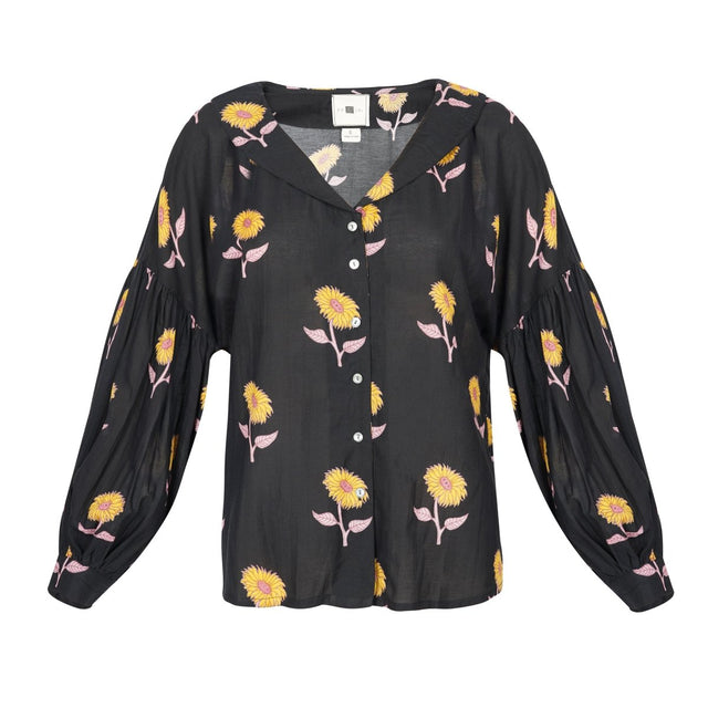 Collared Top in Sunflower - Veneka-Sustainable-Ethical-Tops-Em & Shi Drop Ship