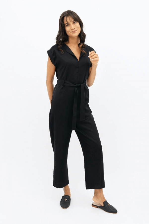 Dakar DSS Straight Leg Jumpsuit in Licorice - Veneka-Sustainable-Ethical-Dresses-1 People Drop Ship