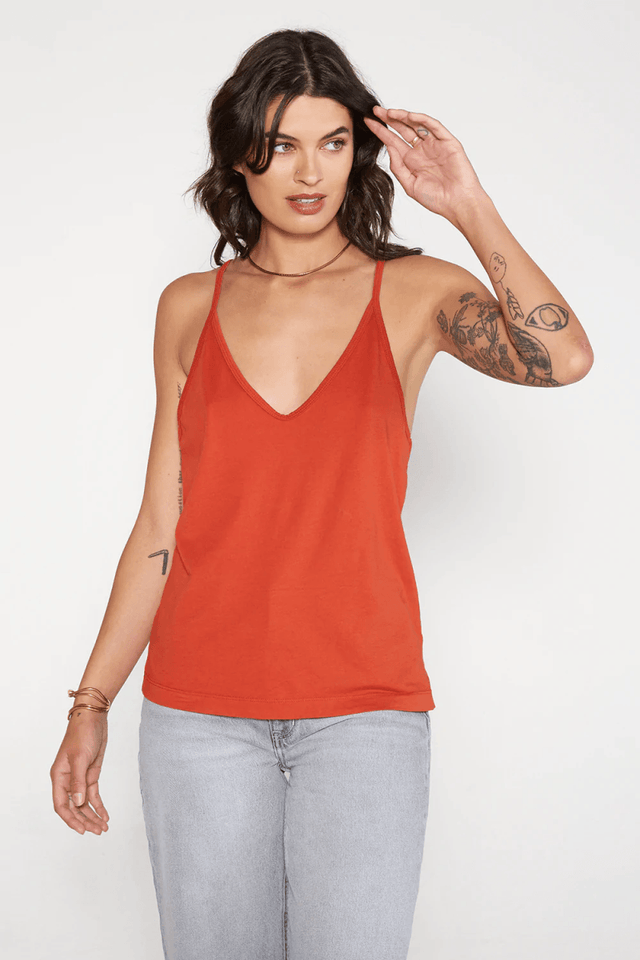 Dasha Cross Back Tank in Bossa Nova - Veneka-Sustainable-Ethical-Tops-Etica Denim Drop Ship