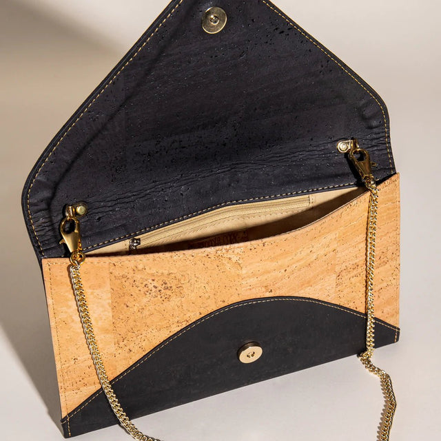 Date Night Clutch in Black - Veneka-Sustainable-Ethical-Bag-Tiradia Cork Drop Ship