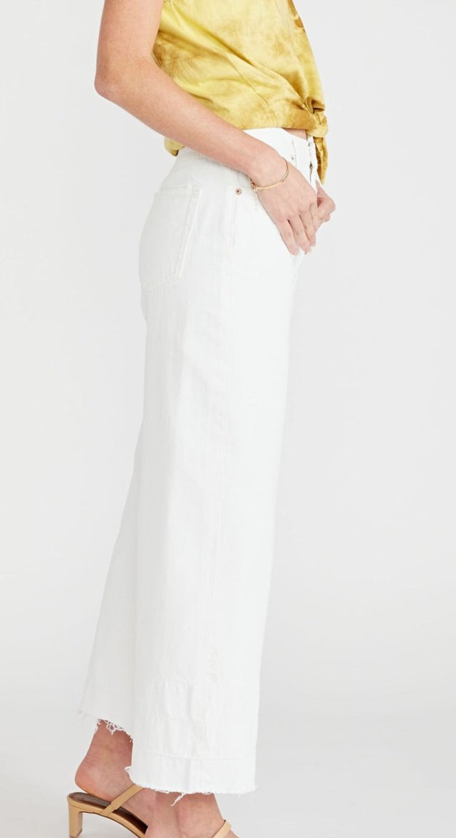 Devon High Rise Wide Leg Crop - Vintage White - Veneka-Sustainable-Ethical-Bottoms-Etica Denim Drop Ship