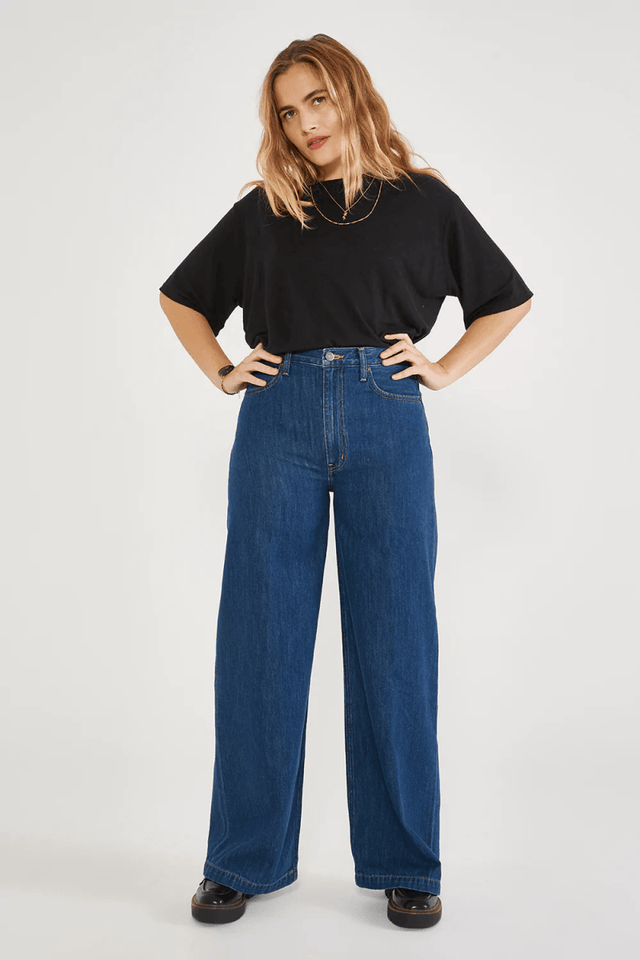 Devon Wide Leg in Shallows - Veneka-Sustainable-Ethical-Bottoms-Etica Denim Drop Ship