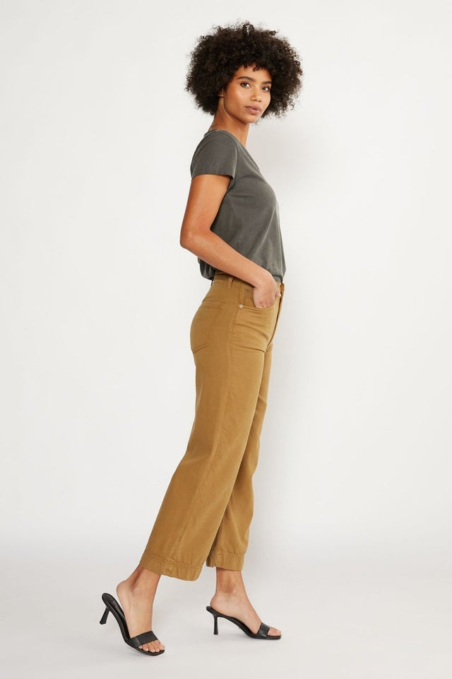 Devon Wide Leg Pant in Petrified Oak - Veneka-Sustainable-Ethical-Bottoms-Etica Denim Drop Ship