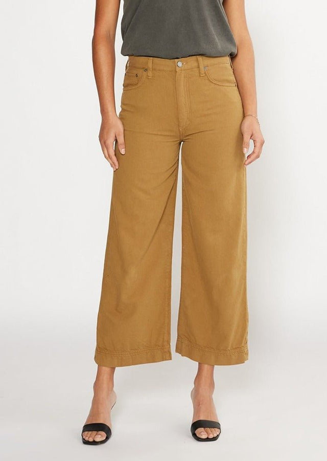 Devon Wide Leg Pant in Petrified Oak - Veneka-Sustainable-Ethical-Bottoms-Etica Denim Drop Ship