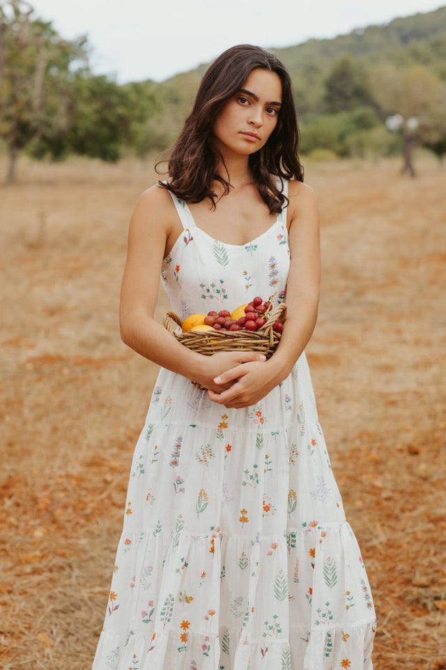 Dress in Summer Herbs Tiered - Veneka-Sustainable-Ethical-Dresses-Em & Shi Drop Ship