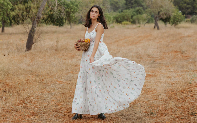 Dress in Summer Herbs Tiered - Veneka-Sustainable-Ethical-Dresses-Em & Shi Drop Ship