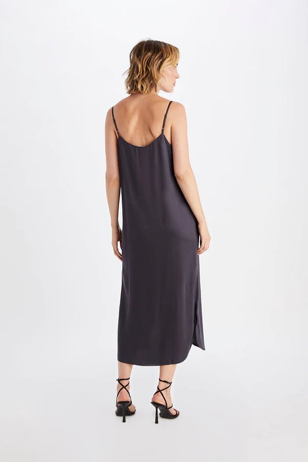 Easy Slip Dress in Charcoal - Veneka-Sustainable-Ethical-Dresses-Neu Nomads Drop Ship