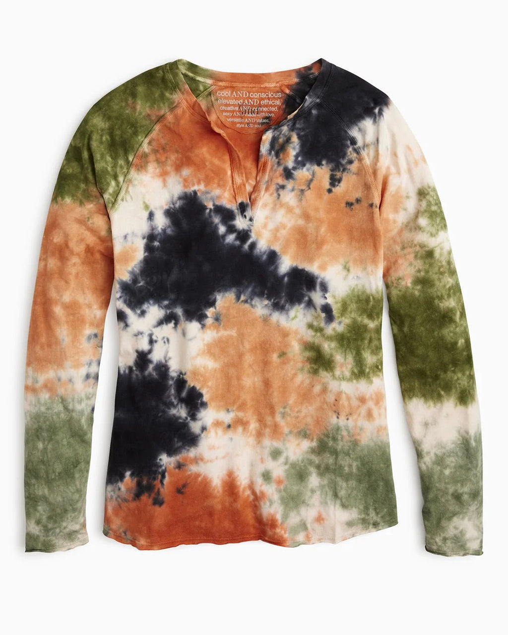 Erin Tie Dye Henley Tee in New Earth Tie Dye Veneka