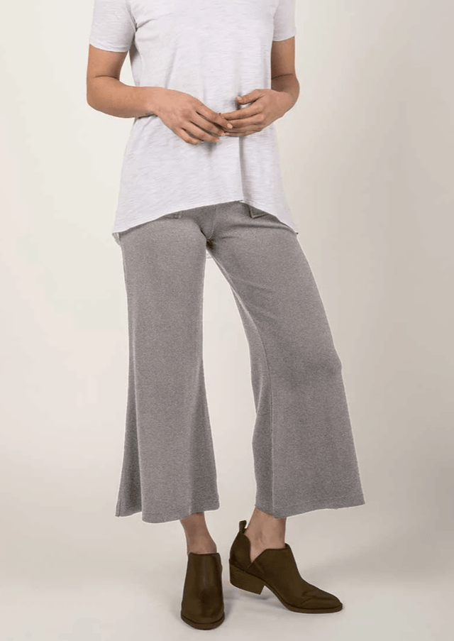 Essential Cropped Wide Leg Pant in Heather Gray - Veneka-Sustainable-Ethical-Bottoms-Indigenous Drop Ship