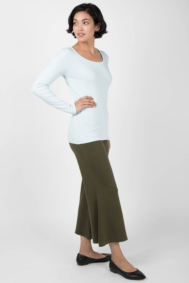 Essential Long Sleeve Scoop Tee in Aqua - Veneka-Sustainable-Ethical-Tops-Indigenous Drop Ship