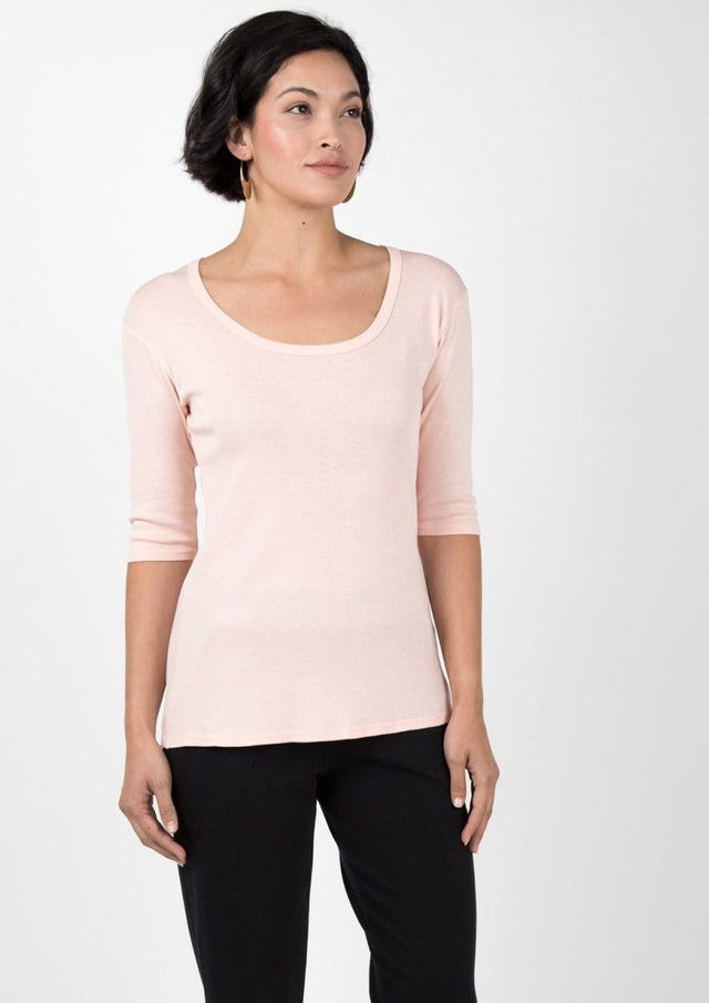 Essential Scoop Tee in Peach - Veneka-Sustainable-Ethical-Tops-Indigenous Drop Ship