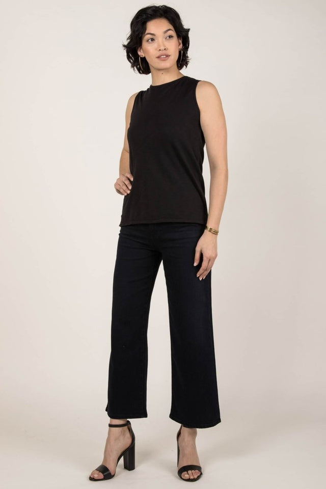Essential Slub Shell in Black - Veneka-Sustainable-Ethical-Tops-Indigenous Drop Ship