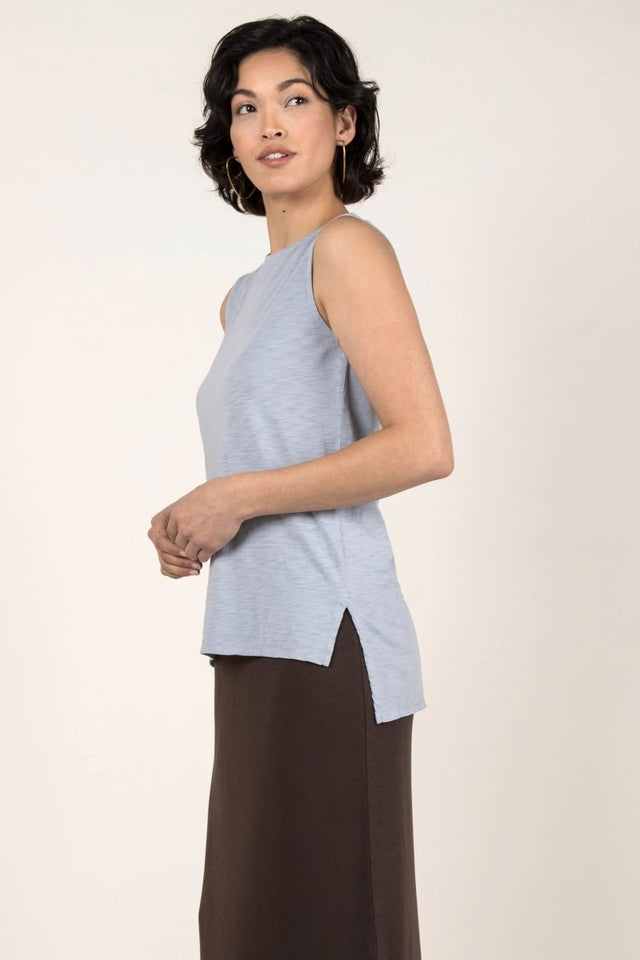 Essential Slub Shell in Blue Fog - Veneka-Sustainable-Ethical-Tops-Indigenous Drop Ship