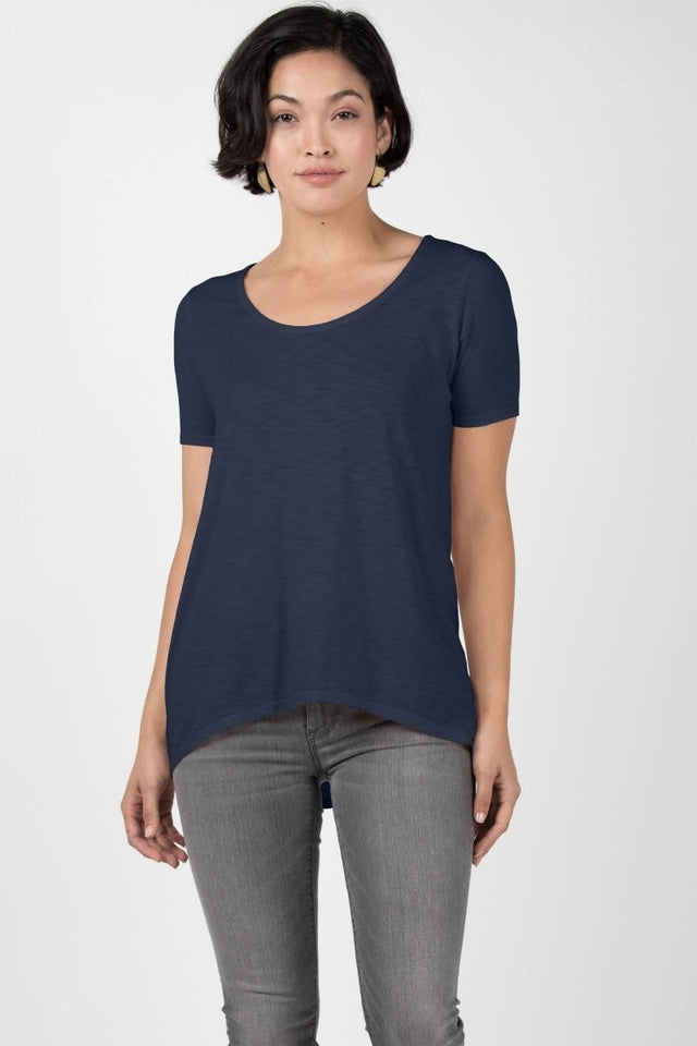 Essential Slub U Neck in Navy - Veneka-Sustainable-Ethical-Tops-Indigenous Drop Ship