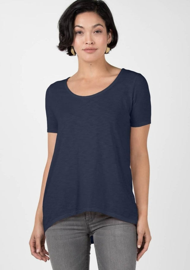 Essential Slub U Neck in Navy - Veneka-Sustainable-Ethical-Tops-Indigenous Drop Ship