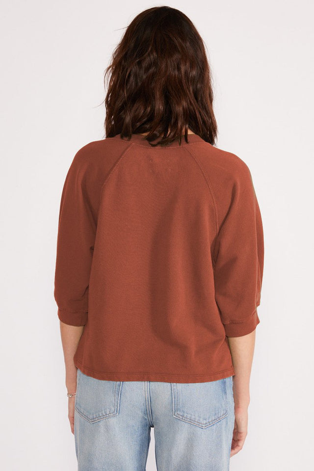Fleur Pleat Sweat Top - Cognac - Veneka-Sustainable-Ethical-Tops-Etica Denim Drop Ship