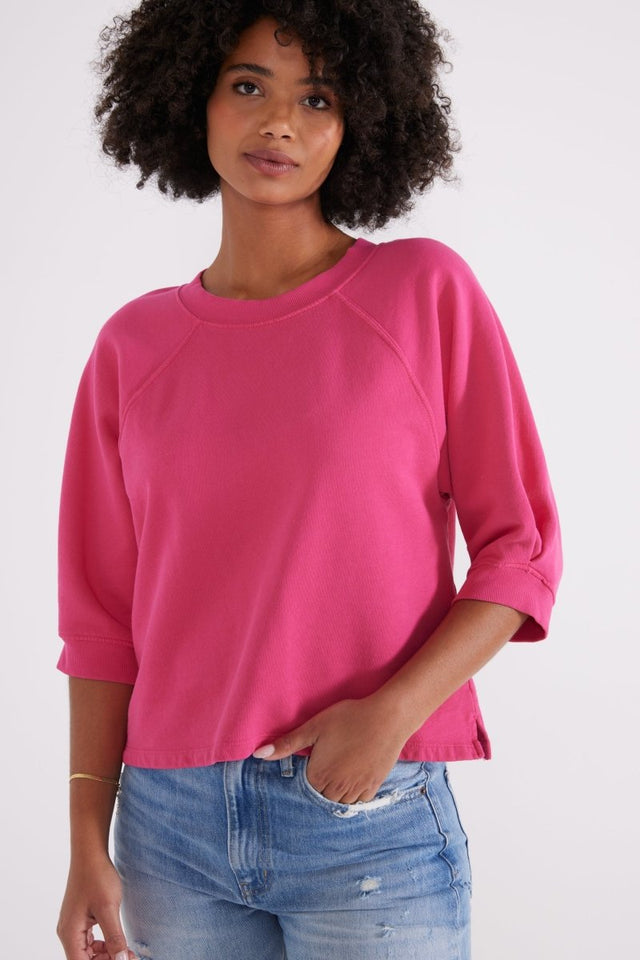 Fleur Raglan Sweatshirt - Raspberry - Veneka-Sustainable-Ethical-Shirts & Tops-Etica Denim Drop Ship