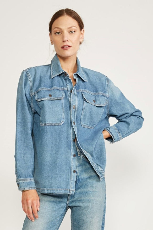 Harriette Shirt Jacket - River Rock - Veneka-Sustainable-Ethical-Jackets-Etica Denim Drop Ship