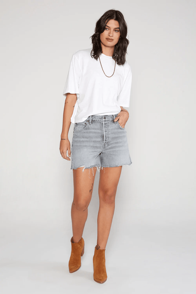 Haven Slouch Short in Moonstone - Veneka-Sustainable-Ethical-Bottoms-Etica Denim Drop Ship