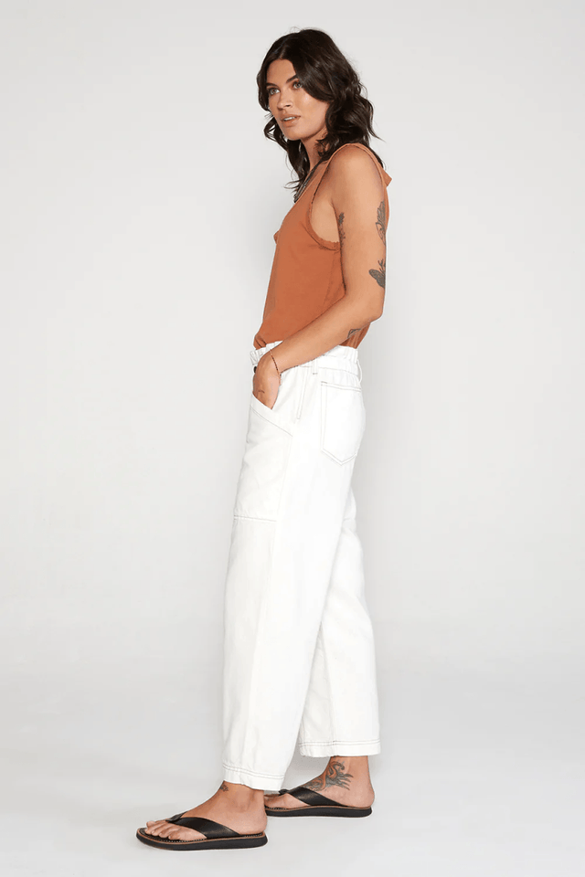 Issey Belted Trouser in Natural - Veneka-Sustainable-Ethical-Bottoms-Etica Denim Drop Ship