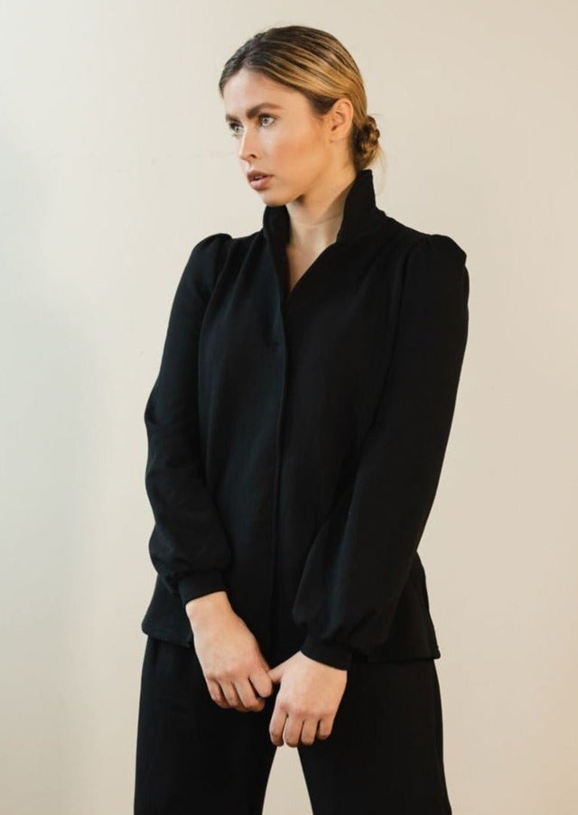 Jackie Tencel Organic Cotton Button-Down in Black - Veneka-Sustainable-Ethical-Tops-Sonderlier Drop Ship