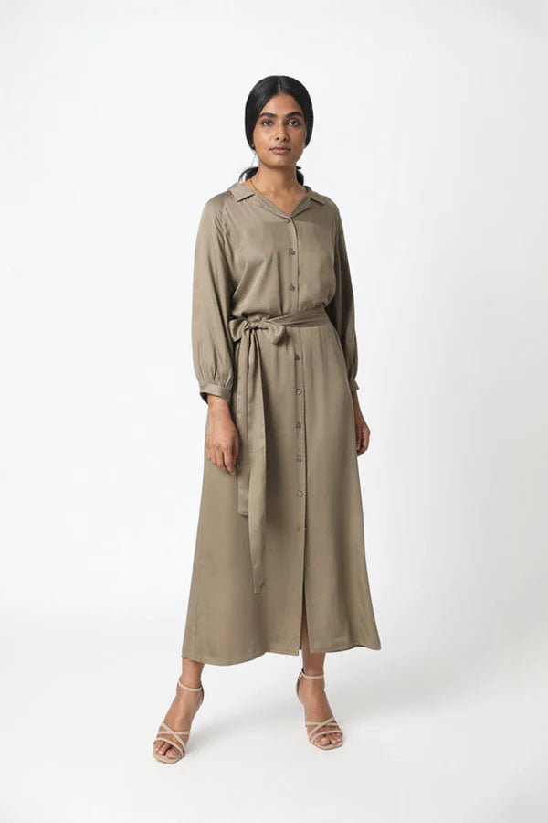 Jana Maxi Dress in Khaki - Veneka-Sustainable-Ethical-Dresses-Neu Nomads Drop Ship