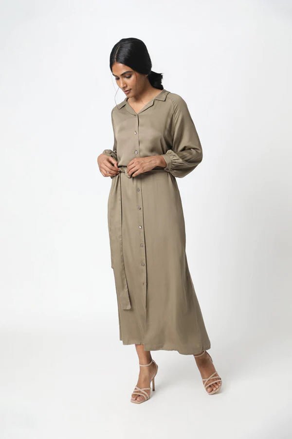 Jana Maxi Dress in Khaki - Veneka-Sustainable-Ethical-Dresses-Neu Nomads Drop Ship
