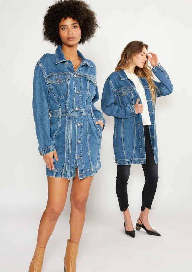 Joelle Jacket Dress in Topaz Lake - Veneka-Sustainable-Ethical-Dresses-Etica Denim Drop Ship