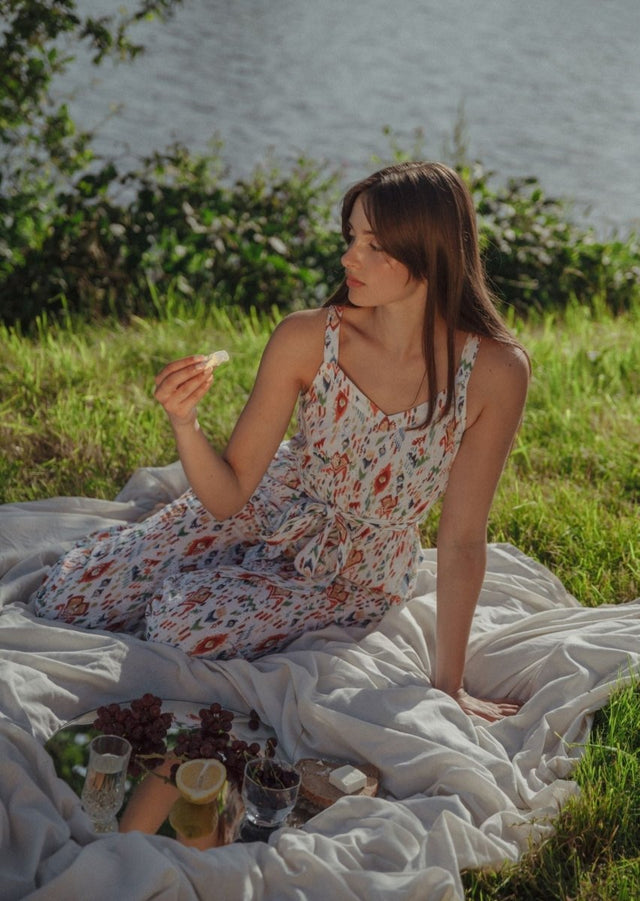 Jumpsuit in Ikat Print - Veneka-Sustainable-Ethical-Dresses-Em & Shi Drop Ship