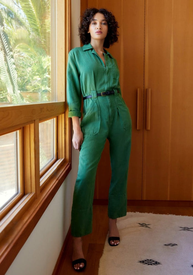 Kingsley Utility Jumpsuit in Juniper - Veneka-Sustainable-Ethical-Dresses-Etica Denim Drop Ship
