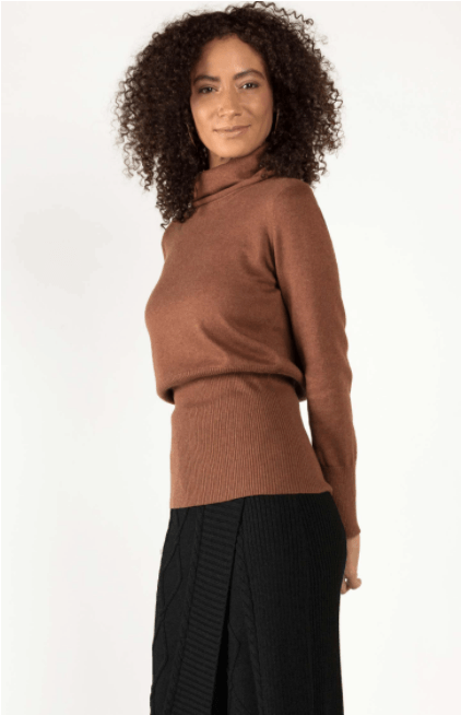 Knit Turtleneck in Cayenne - Veneka-Sustainable-Ethical-Tops-Indigenous Drop Ship