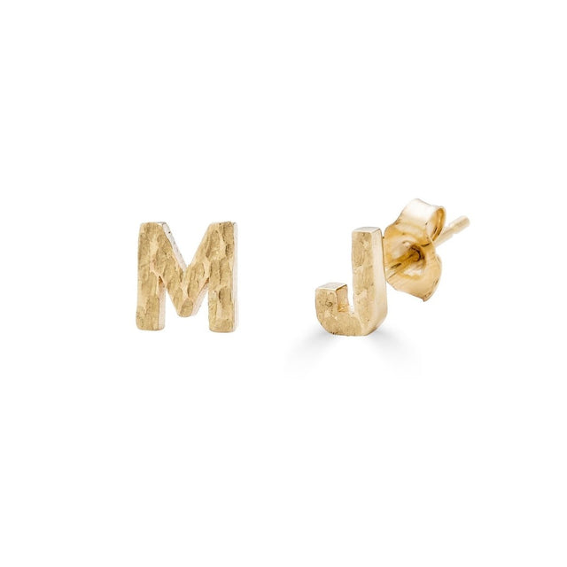 Letra Recycled Single Earring in 14k Yellow Gold - Veneka-Sustainable-Ethical-Jewelry-Nunchi Drop Ship